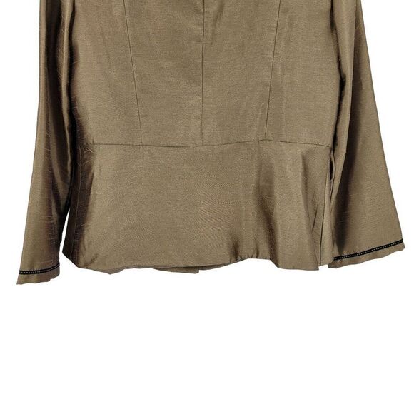 Vintage 80s Single Breasted Blazer 8 Metallic Gold Button Contrast Trim Formal - Picture 9 of 11